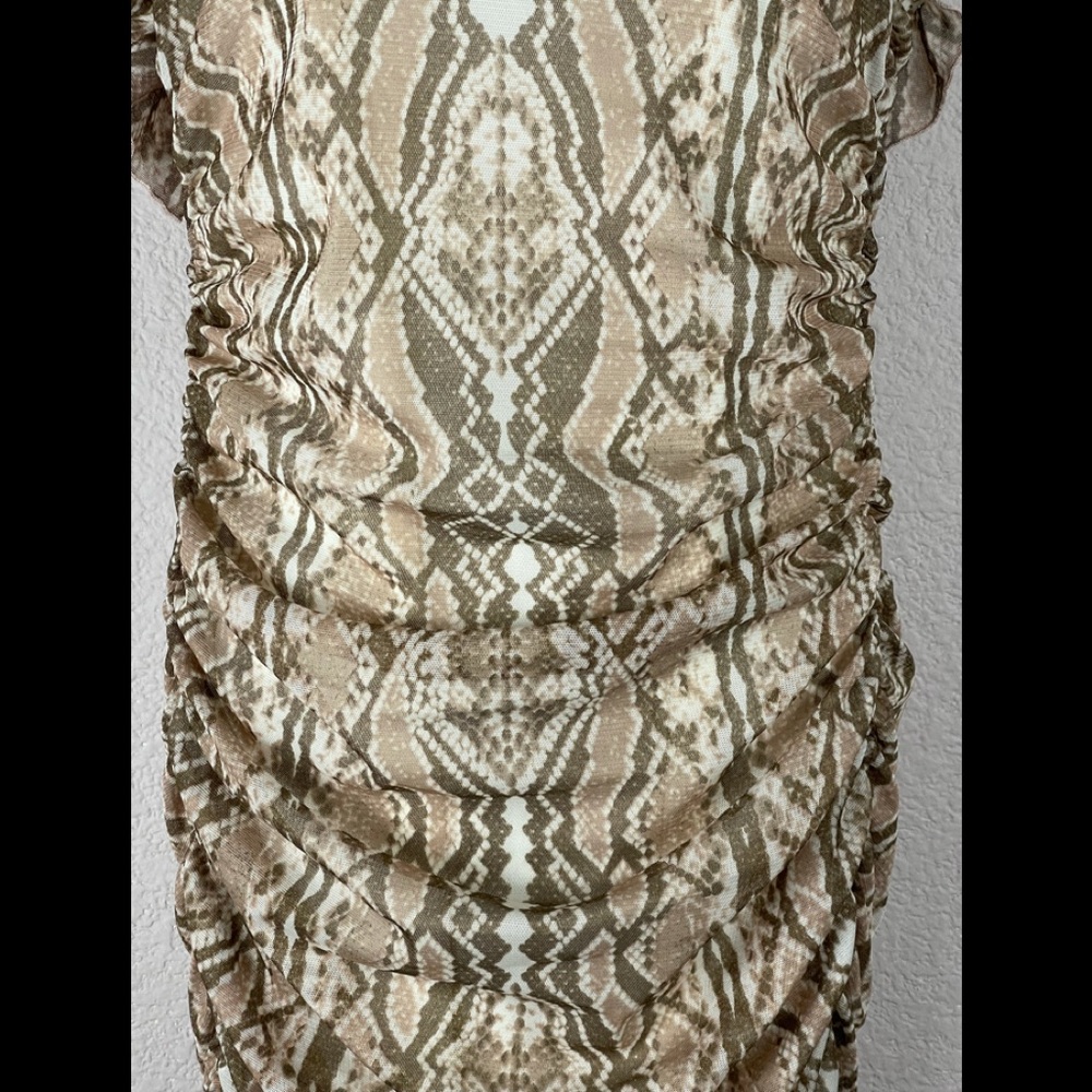 Torrid Snake Print Ruched Dress Brown beige white - Picture 3 of 8